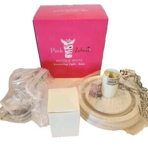 Antique White Pink Zebra Simmering Light Base
